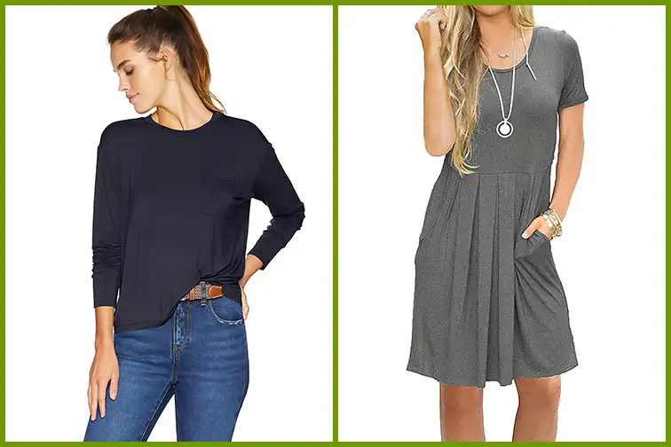 Two models wearing outfits from Daily Ritual on Amazon
