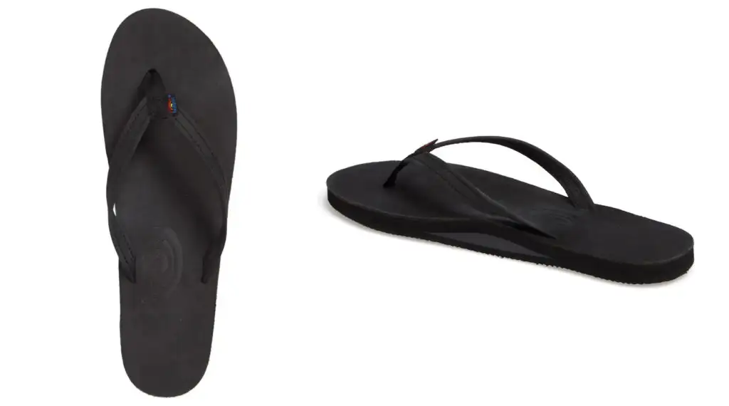 Two views of the Rainbow Narrow Strap Sandals